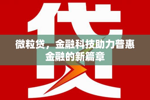 镇原微粒贷，金融科技助力普惠金融的新篇章