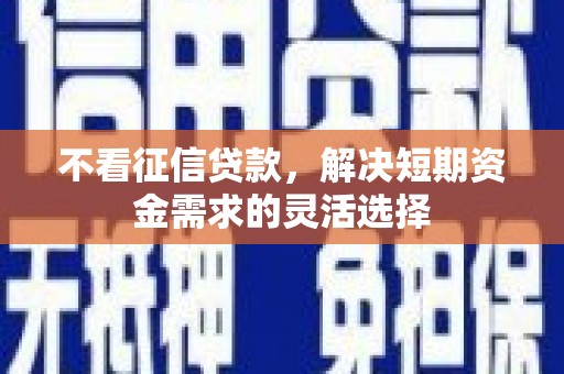 镇原不看征信贷款，解决短期资金需求的灵活选择
