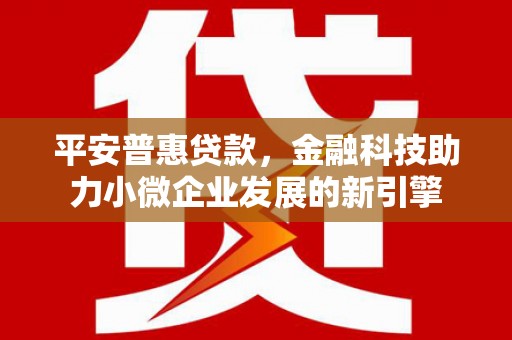 镇原平安普惠贷款，金融科技助力小微企业发展的新引擎