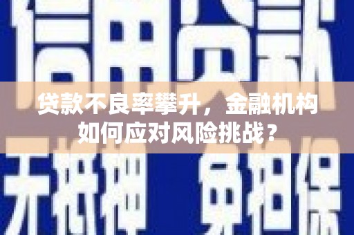 镇原贷款不良率攀升，金融机构如何应对风险挑战？