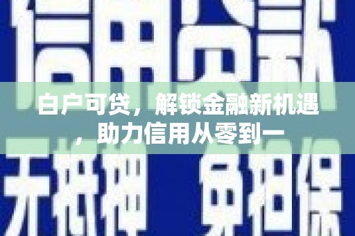 镇原白户可贷，解锁金融新机遇，助力信用从零到一