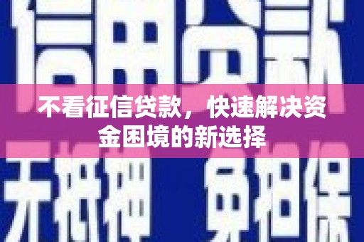 镇原不看征信贷款，快速解决资金困境的新选择