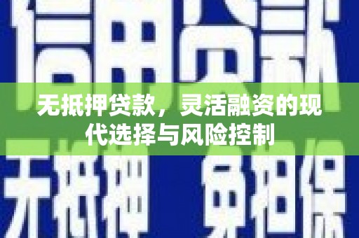 镇原无抵押贷款，灵活融资的现代选择与风险控制