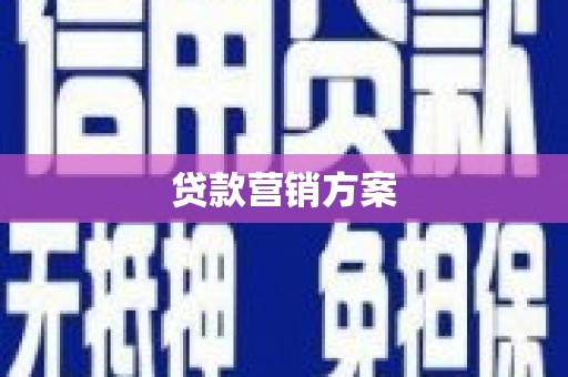 镇原贷款营销方案
