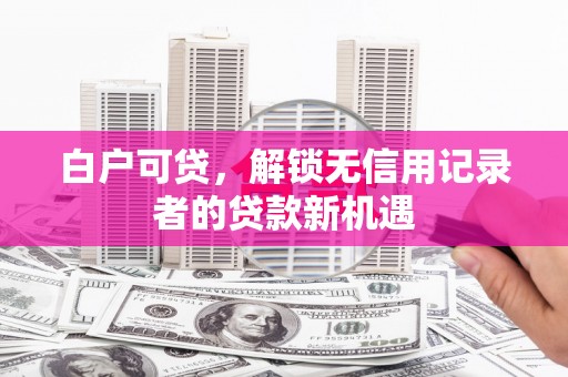 镇原白户可贷，解锁无信用记录者的贷款新机遇