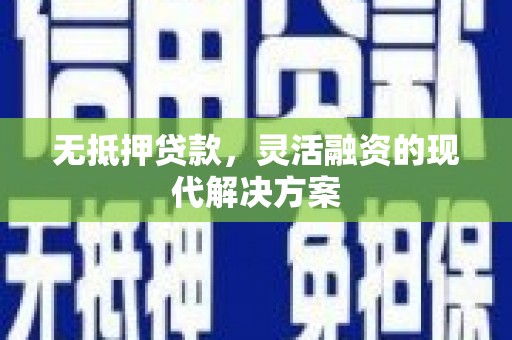 镇原无抵押贷款，灵活融资的现代解决方案