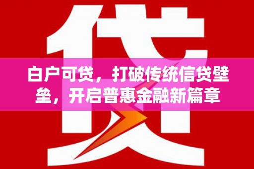 镇原白户可贷，打破传统信贷壁垒，开启普惠金融新篇章